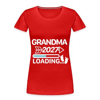 Oma 2027 Babyfüße - Frauen Premium Bio T-Shirt - Rot - Vorne - Mia (176cm)