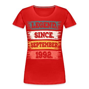 Legend since September 1992 30 years Anniversary - Women's Premium Organic T-Shirt - red - Front - Mia (176cm)