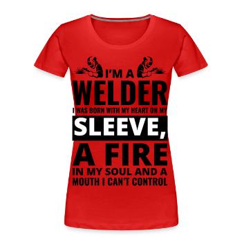 Schweißnaht Schweißer Metallbau Eisenarbeiter - Frauen Premium Bio T-Shirt - Rot - Vorne - Mia (176cm)