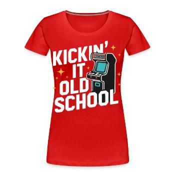 Arcade Spielhalle Spielautomat Gamer Gaming - Frauen Premium Bio T-Shirt - Rot - Vorne - Mia (176cm)