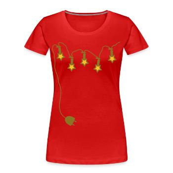 Lichterkette mit Stecker - V2 - Frauen Premium Bio T-Shirt - Rot - Vorne - Mia (176cm)