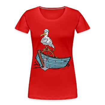 Möwe Matrose maritim Boot Seemann Ahoi - Frauen Premium Bio T-Shirt - Rot - Vorne - Mia (176cm)