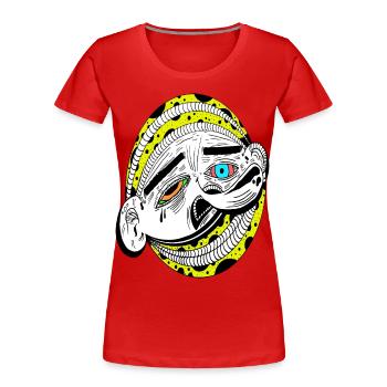 chemise cadeau art visage abstrait - T-shirt bio Premium Femme - rouge - Devant - Mia (176cm)