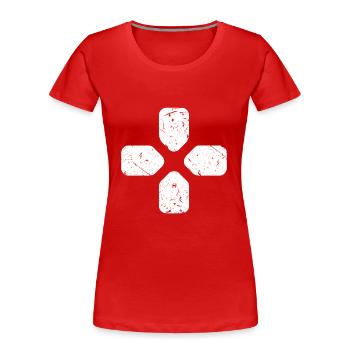 Gaming Controller Gamepad Zocker T-Shirt - Frauen Premium Bio T-Shirt - Rot - Vorne - Mia (176cm)