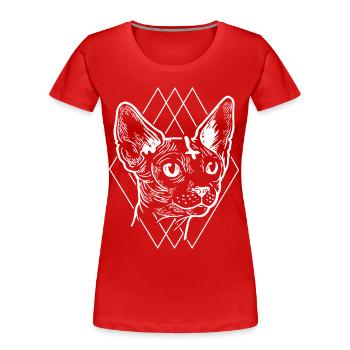 Gothic cat e-girl e-boy satan retro gift - Women's Premium Organic T-Shirt - red - Front - Mia (176cm)