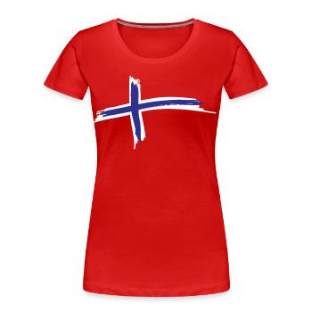 Norwegische Flagge als Pinselstriche - Frauen Premium Bio T-Shirt - Rot - Vorne - Mia (176cm)