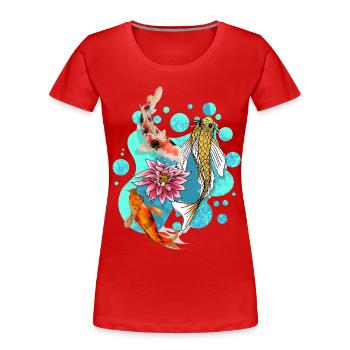 Koi Fische - Frauen Premium Bio T-Shirt - Rot - Vorne - Mia (176cm)