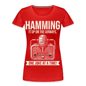 Amateur Vintage Radio Amateur Microphone opérateur - T-shirt bio Premium Femme - rouge - Devant - Mia (176cm)