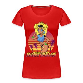Sunset Dreams Pinup Retro - Women's Premium Organic T-Shirt - red - Front - Mia (176cm)