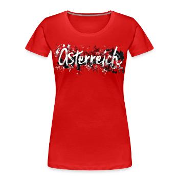Autriche / Lettrage avec des touches de couleur - T-shirt bio Premium Femme - rouge - Devant - Mia (176cm)