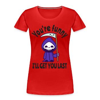Drôle Grim Reaper Squelette Costume d’Halloween - T-shirt bio Premium Femme - rouge - Devant - Mia (176cm)