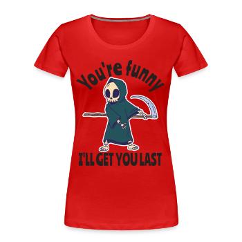 Drôle Grim Reaper Squelette Costume d’Halloween - T-shirt bio Premium Femme - rouge - Devant - Mia (176cm)
