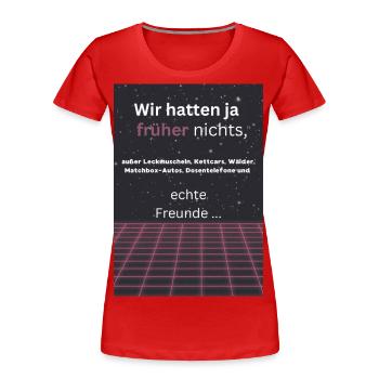 Kinder der 80er - Frauen Premium Bio T-Shirt - Rot - Vorne - Mia (176cm)