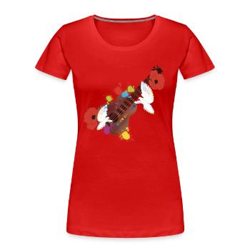 Peace and love - T-shirt bio Premium Femme - rouge - Devant - Mia (176cm)
