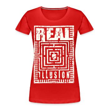 réel Illusion utilisé look Pyramide Réalité Illusion - T-shirt bio Premium Femme - rouge - Devant - Mia (176cm)
