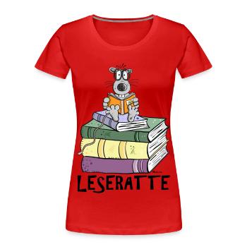Leseratte - Frauen Premium Bio T-Shirt - Rot - Vorne - Mia (176cm)