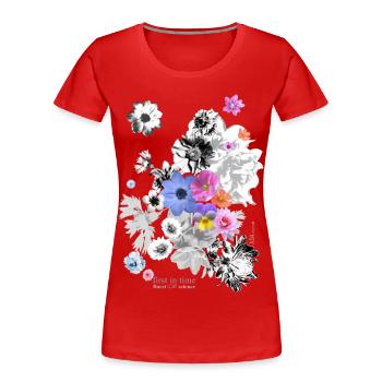 Flower Power N°6 - Frauen Premium Bio T-Shirt - Rot - Vorne - Mia (176cm)