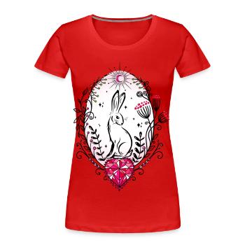 Lapin de Pâques Lapin avec cœur - T-shirt bio Premium Femme - rouge - Devant - Mia (176cm)