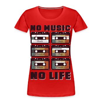 Rock, Jazz, Classic, Pop, Country Cassettes - Women's Premium Organic T-Shirt - red - Front - Mia (176cm)