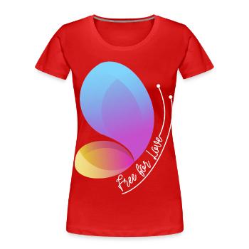 Libre à travers l’amour dégradé papillon - T-shirt bio Premium Femme - rouge - Devant - Mia (176cm)