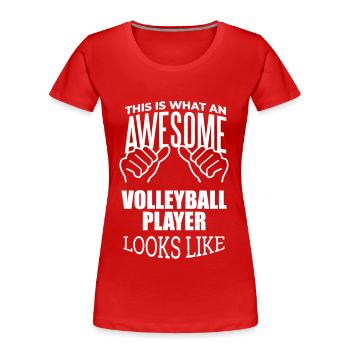 Volleyball Volleyball Volleyball - Frauen Premium Bio T-Shirt - Rot - Vorne - Mia (176cm)