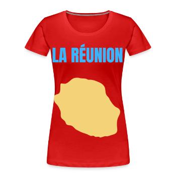 T-shirt carte La Réunion île dorée - T-shirt bio Premium Femme - rouge - Devant - Mia (176cm)