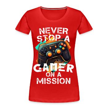 Gamer gaming enthusiast video games console funny - Women's Premium Organic T-Shirt - red - Front - Mia (176cm)