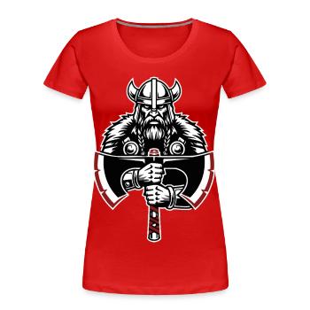 Viking Shield Runes Celtic Knotwork Mascot - Women's Premium Organic T-Shirt - red - Front - Mia (176cm)