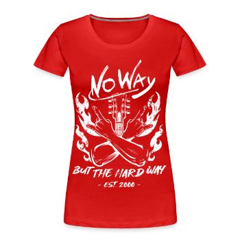 NoWay Band Logo Rock Guitar Flames - Women's Premium Organic T-Shirt - red - Front - Mia (176cm)