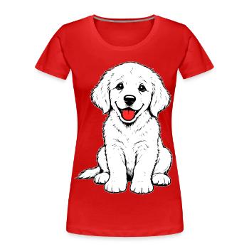 Golden_Retriever_Welpen_sitzend_weiss - Women's Premium Organic T-Shirt - red - Front - Mia (176cm)