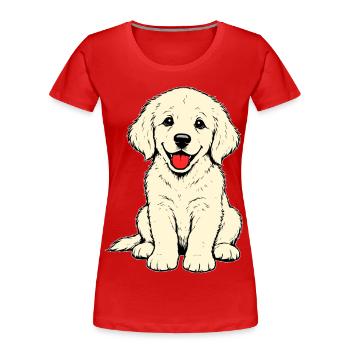 Golden_Retriever_Welpen_sitzend_beige - Frauen Premium Bio T-Shirt - Rot - Vorne - Mia (176cm)