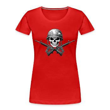 Skull Rifle Emblem - Women's Premium Organic T-Shirt - red - Front - Mia (176cm)