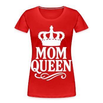 Mom Queen – Vintage Crown Statement Design - T-shirt bio Premium Femme - rouge - Devant - Mia (176cm)