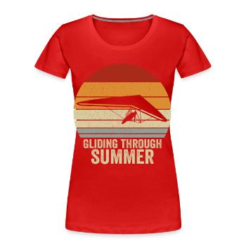 Dragon flying through the summer vintage hang gliders - Women's Premium Organic T-Shirt - red - Front - Mia (176cm)