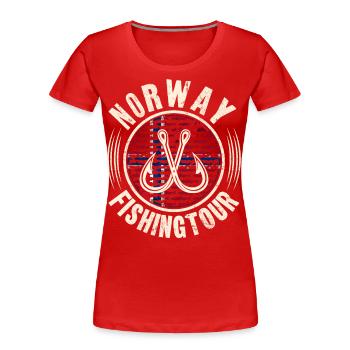 Norway Fishing Tour - Women's Premium Organic T-Shirt - red - Front - Mia (176cm)