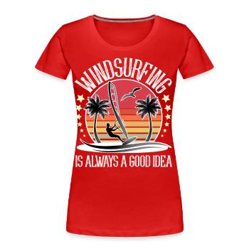 Windsurfen Windsurfer Windsurf - Frauen Premium Bio T-Shirt - Rot - Vorne - Mia (176cm)