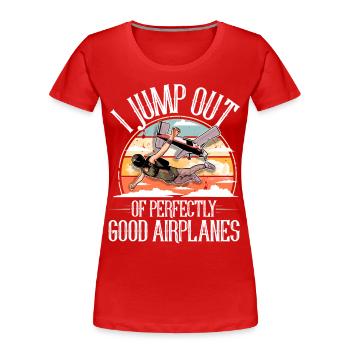 Fallschirmspringer Fallschirmspringen Fallschirm - Frauen Premium Bio T-Shirt - Rot - Vorne - Mia (176cm)