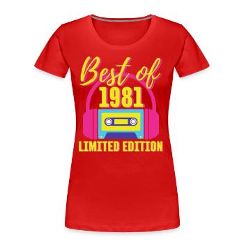 42. Geburtstag Best of 1981 Kassette Retro 80er Jahre - Frauen Premium Bio T-Shirt - Rot - Vorne - Mia (176cm)