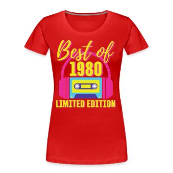 43. Geburtstag Best of 1980 Kassette Retro 80er Jahre - Frauen Premium Bio T-Shirt - Rot - Vorne - Mia (176cm)