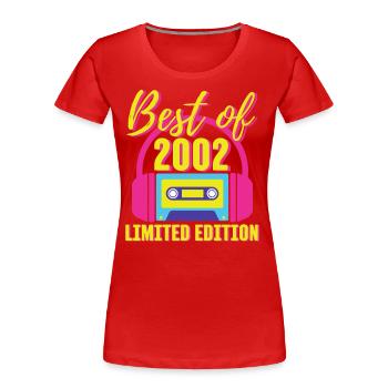21. Geburtstag Best of 2002 Kassette Retro 80er Jahre - Frauen Premium Bio T-Shirt - Rot - Vorne - Mia (176cm)