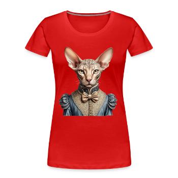 Viktorianische Sphynx-Katze - Frauen Premium Bio T-Shirt - Rot - Vorne - Mia (176cm)