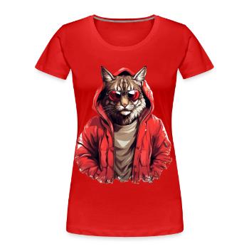 Streetstyle-Luchs | Luchs-Liebhaber - Frauen Premium Bio T-Shirt - Rot - Vorne - Mia (176cm)