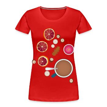 Cadeau Hygge Fall Feelings - T-shirt bio Premium Femme - rouge - Devant - Mia (176cm)