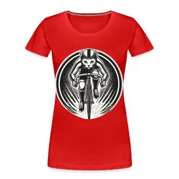 Chat sportif sur le vélo pour les amateurs de vélo de route - T-shirt bio Premium Femme - rouge - Devant - Mia (176cm)
