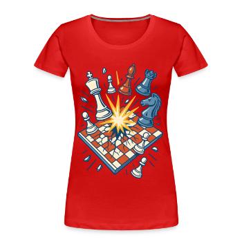 Schachexplosion Lustiges Schachspieler-design - Frauen Premium Bio T-Shirt - Rot - Vorne - Mia (176cm)