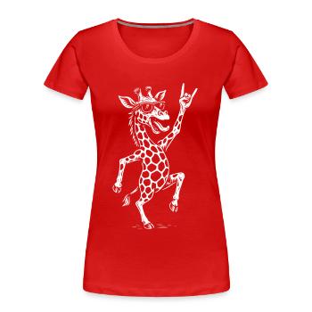 Rockmusik Giraffe Metallmusik Retro Spaß Design - Frauen Premium Bio T-Shirt - Rot - Vorne - Mia (176cm)