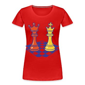 Lustige Schachspieler Brettspiel König Königin - Frauen Premium Bio T-Shirt - Rot - Vorne - Mia (176cm)