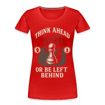 Penser à l’avance ou à la traîne - T-shirt bio Premium Femme - rouge - Devant - Mia (176cm)