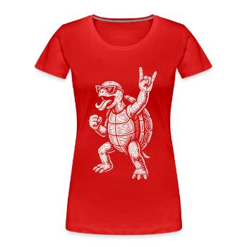 Lustige Schildkröte Metal Musik Rock Vibes - Frauen Premium Bio T-Shirt - Rot - Vorne - Mia (176cm)