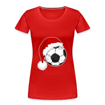 Weihnachten Fußballspieler Fußballfans - Frauen Premium Bio T-Shirt - Rot - Vorne - Mia (176cm)